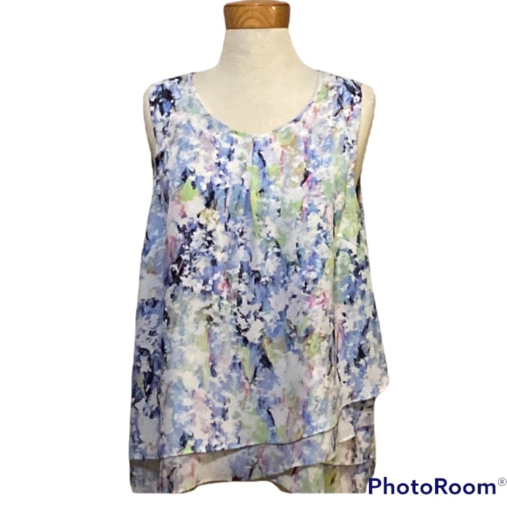 Rose & Olive sleeveless layered multicolored top size 1X
